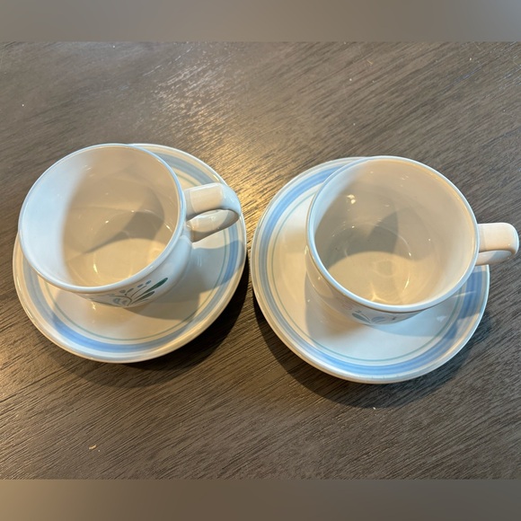 {Yamaka} Fascino Stoneware Coffee Mug Tea Cup Floral Design Japan - 4pc set - Picture 2 of 4